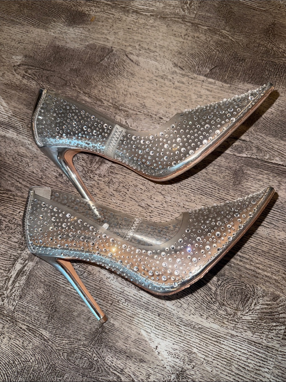 Steve Madden Silver Rhinestone Pointed-Toe Heels - Picture 4 of 7